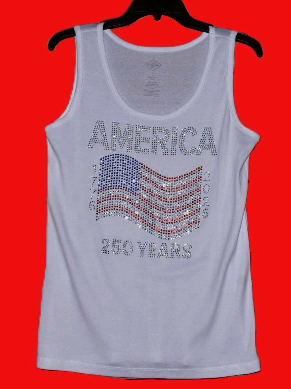 America's 250th Birthday 4th of July rhinestone tank sz XS S M L XL XXL 1X 2…